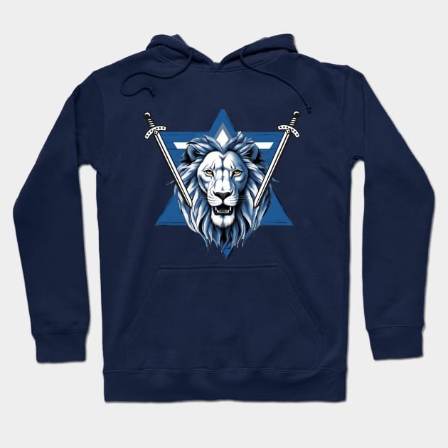 Star of David lion with iron swords Hoodie by O.M design